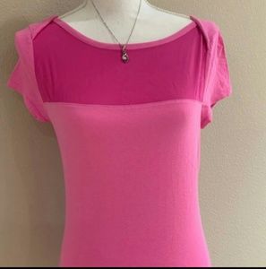 Pink color block tee size M